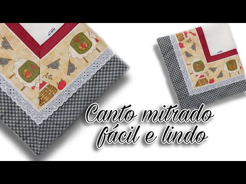 Toalha de mesa com canto mitrado elaborado fácil e lindo - how to sew mitred corner for a tablecloth