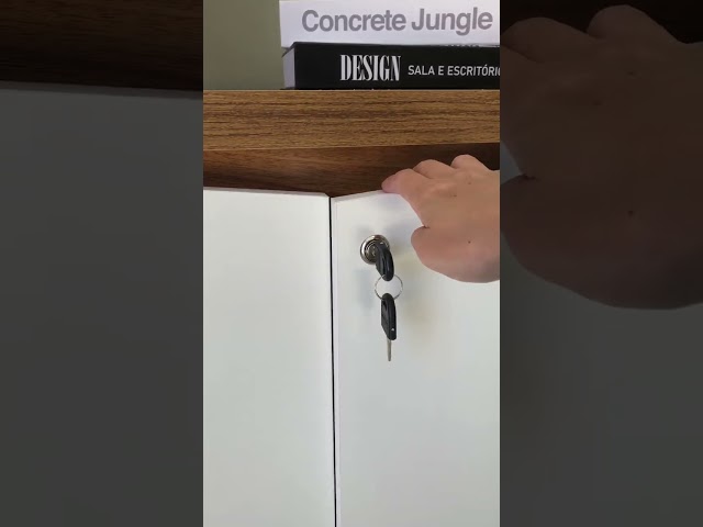 Armário para Escritório Y37 2 Portas com Chave Freijo/Branco - Artany Móveis