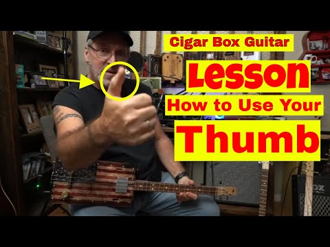Cigar Box Guitar Lesson - How to use Your Thumb as Bass for 12 Bar Blues