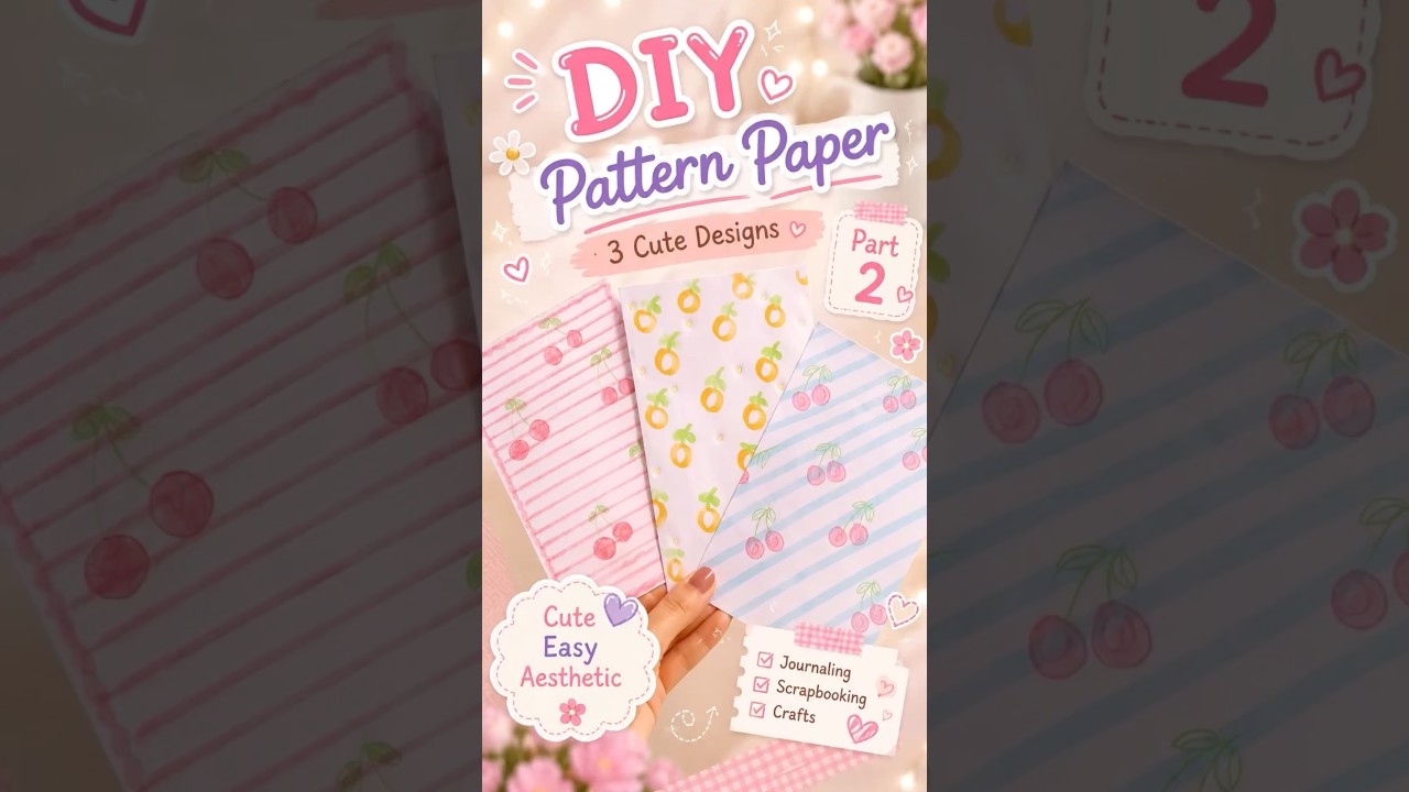 Part 2🌸🍒|Cute DIY Pattern Paper Ideas ✨|It’s me Hana#shorts