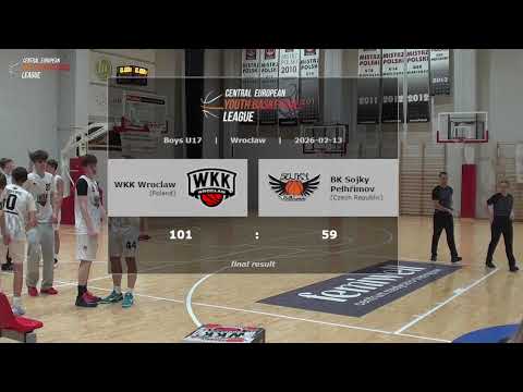 CEYBL U17, 13. 2. 2026, WKK Wroclaw - BK Sojky Pelhřimov
