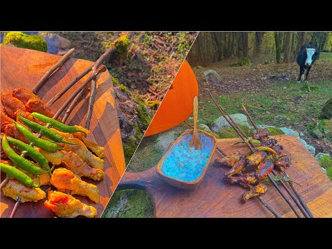 Cooking in Nature | Wooden Stick Chicken| Live Guitar
