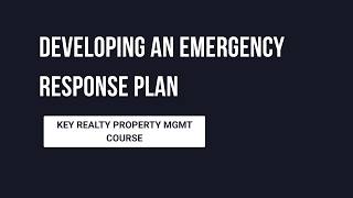 Developing an Emergency Response Plan