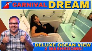 Carnival Dream Deluxe Ocean View Cabin Tour ⭐2 Washrooms⭐ (Stateroom 1402) 🚿🛏️