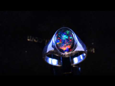 FIERY Australian opal sterling silver ring m12804