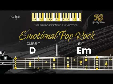 Emotional Pop Rock Backing Track in E minor | Piano Guitar | 85 bpm