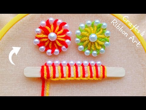 It's so Cute 💖🌟 Superb Woolen Flower Making Trick with Ice Cream Stick - DIY Amazing Woolen Flowers