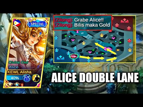 ALICE FAST STACKS AND FAST GOLD DOUBLE LANE GOD MODE IN  5 MINUTES 1v5-MLBB