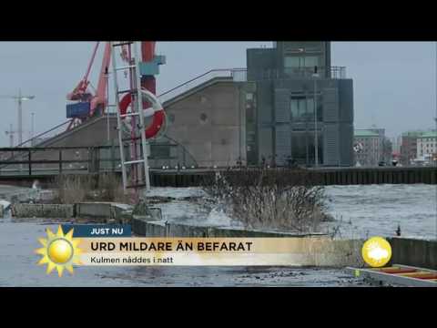 Här slog Urd till som hårdast - dramatiska bilder - Nyhetsmorgon (TV4)