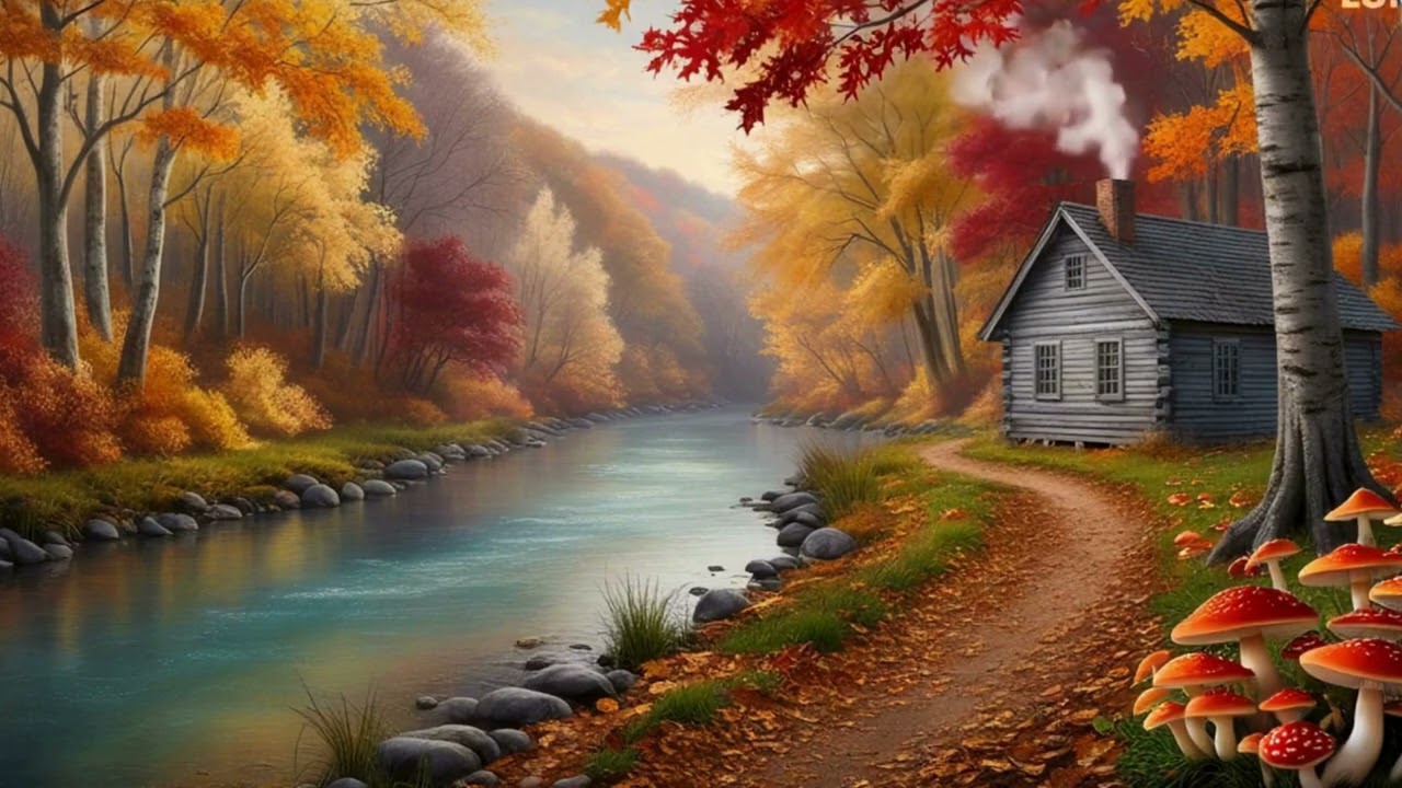 Cozy Cabin in Enchanting Autumn Forest 🍂 Relaxing Instrumental Jazz Music🍁 For Work, Study & Sleep