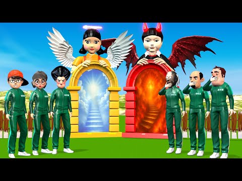 Scary Teacher 3D vs Squid Game Choose Heaven or Hell and Do Good Or Evil 5 Times Challenge