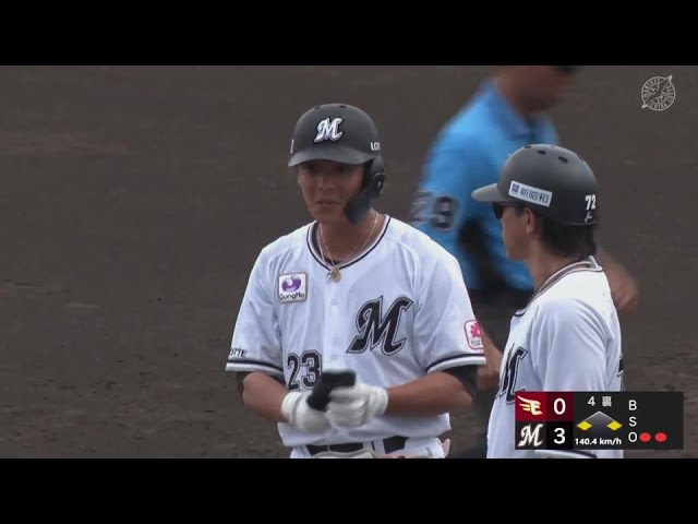 【ファーム】バットを折りながらも外野へ!! マリーンズ・石川慎吾 レフトへのタイムリーヒット!!  2024年9月18日 千葉ロッテマリーンズ 対 東北楽天ゴールデンイーグルス