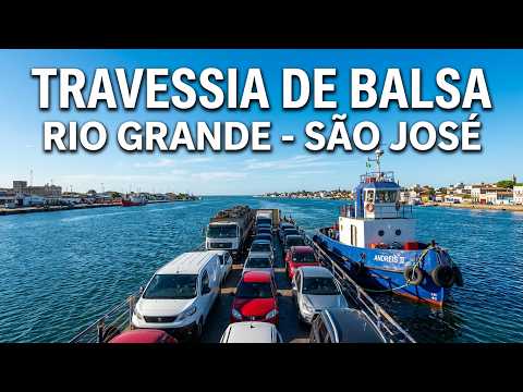 Detalhes da travessia por balsa de Rio Grande a São José do Norte,através da lagoa dos patos RS.