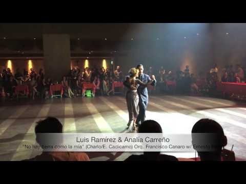  Analía Carreño  and  Luis Ramírez  are  dancing  to  "  No Hay Tierra Como La Mia  "  by  Francisco Canaro  at  Taipei Tango Festival  in  2016