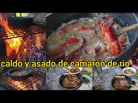 🦐CAMARON DE RIO cocinando caldo y asado de camarones
