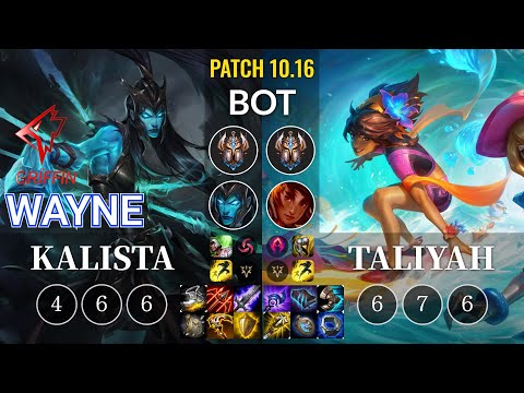GRF Wayne Kalista vs Taliyah Bot - KR Patch 10.16