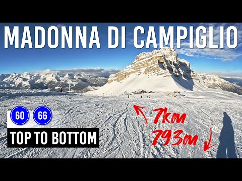 Skiing 7km Top to Bottom in Madonna di Campiglio via Pistes 60 and 66