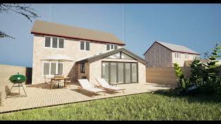 Preview of Options for a rear extension and garage conversion for a property in the New Forest..