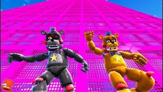 ANIMATRONIC ROCKSTAR FREDDY &amp; LEFTY SLIDE DOWN 999,999 FEET! (GTA 5 Mods For Kids FNAF RedHatter)