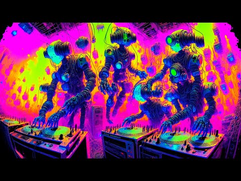 VJ Loop "Androids DJs on Alien Planet - Aliens Party" (No Sound) - Sci-Fi Background Video #vjloop