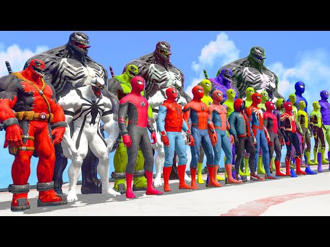 Team Spider-Man vs Venom Army | Spiderman Homemade, Iron Spider, Anti Venom, Venompool - What If