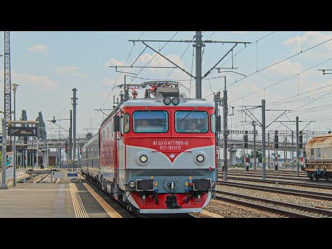 IR 74 "FĂGĂRAŞ" Brasov - Budapest Kelet arrives at Curtici railway station with 477-698-0 RO-SNTFC
