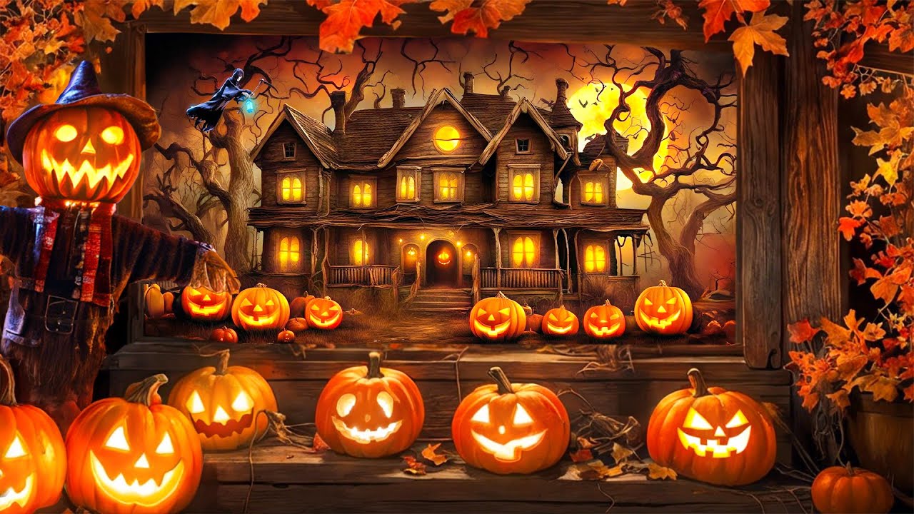 24/7 Cozy Autumn Haunted House Halloween Ambience 👻 Best Spooky Halloween Music 🍂 Halloween Ambience