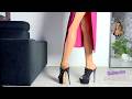 Black High Heels Mules Try On ASMR Shoeplay Fast Tapping