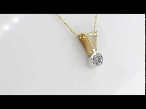 IGI Certified Estate 0.75Ct Round 14K Two Tone Gold Solitaire Pendant With Chain_M28N02PL7K5