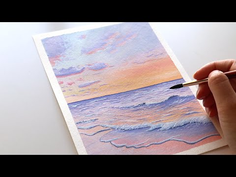 Sunset Seascape Gouache Tutorial