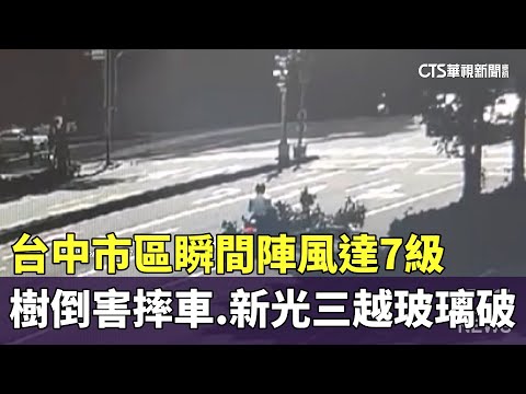 台中市區瞬間陣風達7級　樹倒害摔車.新光三越玻璃破