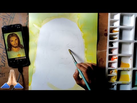 Drawing JESUS CHRIST With Water Colour  🙏