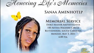 Ms. Sanaa Mahari Amenhotep- May 3, 2021- Leevy's Funeral Home Livestream