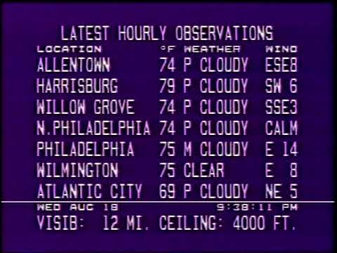 WeatherStar 3000 Philadelphia, PA (Technical Problems) 08/18/1993