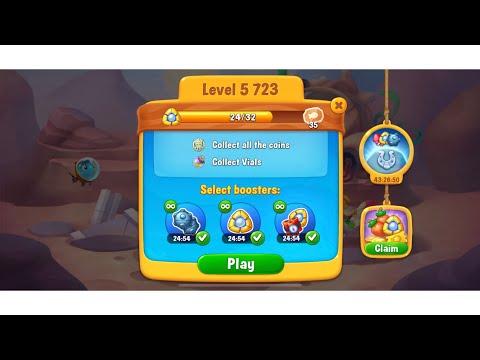 Mobile game Fishdom, level 5723 collect vials