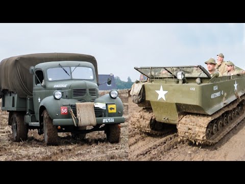 Handling the mud with WW2 military vehicles (4x2 vs 6x6 vs tracks)