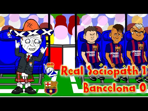 🇪🇸REAL SOCIEDAD vs BARCELONA 1-0🇪🇸(4.1.15 Alba own goal David Moyes Football Cartoon by 442oons)