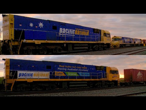 7MP5 & 4PM6 Freight Trains Cross At Gheringhap Loop (20/11/2021) - PoathTV Australian Railways
