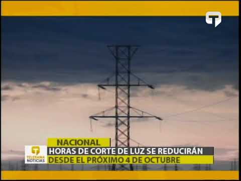 Horas de corte de luz se reducirán desde el próximo 4 de octubre