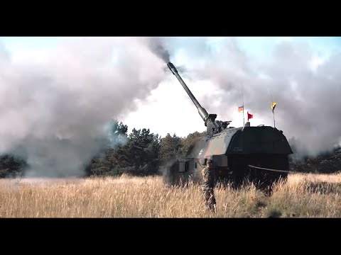German artillery live fire - Panzerhaubitze 2000 - eFP Lithuania - Ex BALTIC VIKING
