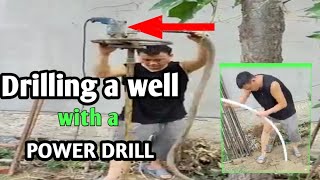Drilling Water Well  by using Electric hand drill. pwede pala to