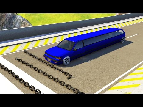 Giant Chain Crashes High Speed Car Jump #3 - BeamNG.drive