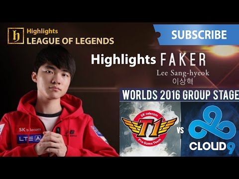 Highlight Faker in game, SKT vs C9 ,Worlds 2016 D2 30/09/2016