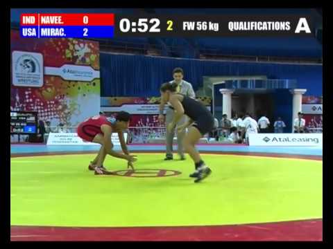 2012 Cadet Worlds 56kg - Kayla Miracle (USA) vs. Naveen (IND)