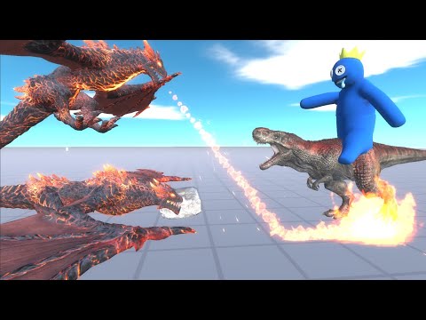 Rainbow Friends Blue And Lava Dragon DEATH RUN - Animal Revolt Battle Simulator