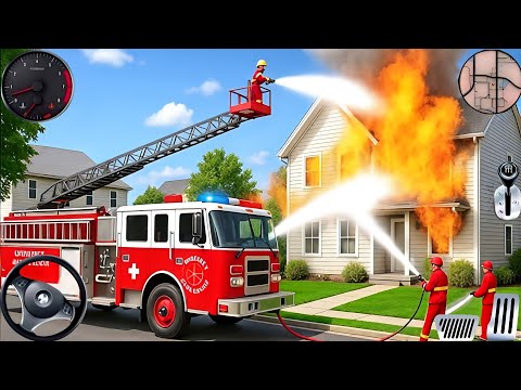 Fire Truck City Rescue Simulator - 911 US Emergency Fire Truck Driving 3D 2025 - Android Gameplay