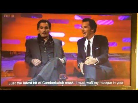 Benedict Cumberbatch Tells Johnny Depp he "Must waft his MOSQUE in his direction"- Subtitle Fail BBC