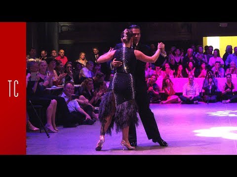  Mariana Montes  and  Sebastian Arce  are  dancing  to  the  tango  "  Seguime Si Podes  "  by  Osvaldo Pugliese  at  Antwerpen Tango Festival  in  2019