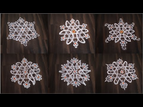 6 Small and Beautiful Star Sikkukolam using 5-3 inter dots