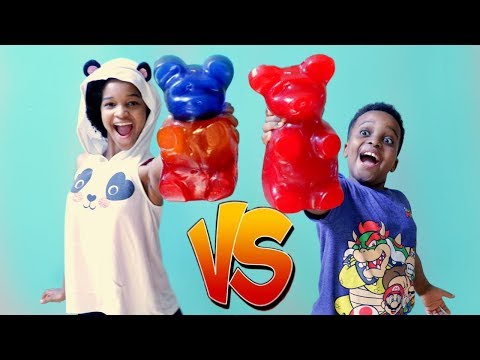 GIANT GUMMY BEARS vs Shiloh and Shasha - Gummy Food vs Real Food Challenge - Onyx Kids